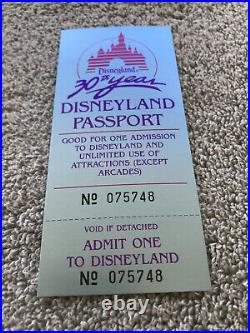 1984 Disneyland 30th Year Complimentary Passport UNUSED