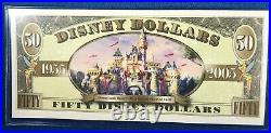 2 Sequential $50 Disney Dollar Bills Disneyland 50th Anniversary Uncirculated
