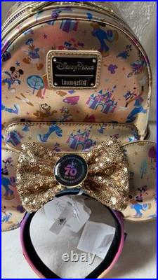BUNDLE Disney Parks Disneyland 70th Anniversary Gold Loungefly NWOT & Ears NWT