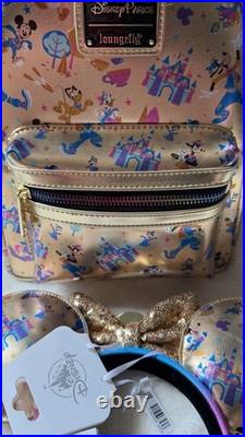 BUNDLE Disney Parks Disneyland 70th Anniversary Gold Loungefly NWOT & Ears NWT
