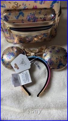 BUNDLE Disney Parks Disneyland 70th Anniversary Gold Loungefly NWOT & Ears NWT