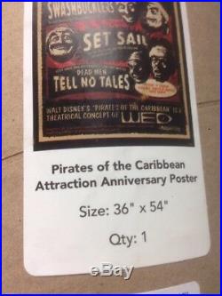 D23 Disney Theme Parks Pirates O. F. Caribbean Attraction Anniv. Poster 36x54 NIT