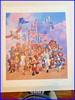 DISNEYLAND 45 YEARS OF MAGIC Litho Signed Charles Boyer LE 112/275. NEW. COA