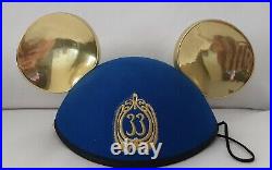 DISNEYLAND CLUB 33 50TH ANNIVERSARY MICKEY MOUSE EARS BLUE With GOLD EARS RARE