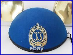 DISNEYLAND CLUB 33 50TH ANNIVERSARY MICKEY MOUSE EARS BLUE With GOLD EARS RARE