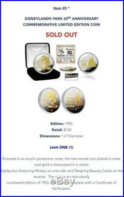 DISNEYLAND PARK 65th ANNIVERSARY COMMEMORATIVE LIMITED EDITION COIN Confirmed
