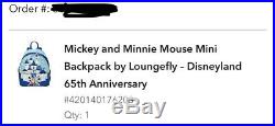 DISNEYLAND PARK 65th ANNIVERSARY LOUNGEFLY MINI BACKPACK ORDER CONFIRMED