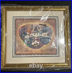 DISNEYLAND Park Map Framed Pin Set 50th Anniversary COA Edition Size 1500 NEW