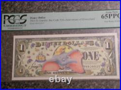 DISNEY Dollar 2005 $1 Dumbo Bar Code 50th Anniversary of Disneyland PCGS 65PPQ