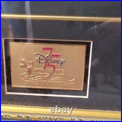Disney 1997 75th Anniversary Framed Pin Set & Disneyland/DCA Ticket Display