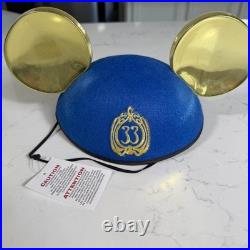 Disney Club 33 50th Anniversary Mickey Ears Hat Blue Gold Disneyland NWT
