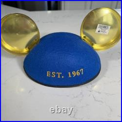Disney Club 33 50th Anniversary Mickey Ears Hat Blue Gold Disneyland NWT