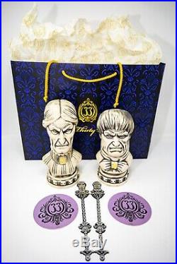 Disney Club 33 Haunted Mansion 50th Anniversary Tiki Bust Mugs Swizzles Coasters