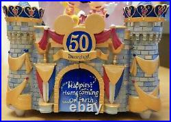 Disney Collectors RARE Disneyland 50th Anniversary Musical Castle Snow globe