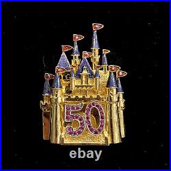 Disney Disneyland 50 Anniversary Princess Swarovski Brooch Pin Castle Prop