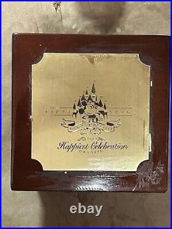 Disney Disneyland 50th Anniversary Mickey Watch In Wood Box Needs Battery