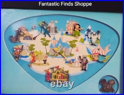Disney Disneyland 50th Anniversary Retro Shag Marquee Framed Pin Set Attractions