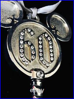 Disney Disneyland Jewel 60th Diamond Anniversary Mickey Ear Hat Ornament And Key