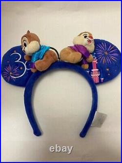 Disney Disneyland Paris 30th Anniversary Chip & Dale Headband Head Ears 2022 VG