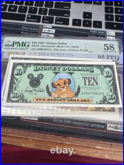 Disney Dollar Disneyland $10 1997 Disney World's 25th Anniversary Simba 58