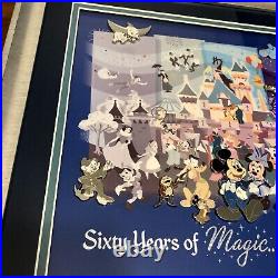 Disney LE Framed 9 Pin Set Disneyland 60th Anniversary Diamond Celebration Frame