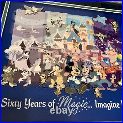 Disney LE Framed 9 Pin Set Disneyland 60th Anniversary Diamond Celebration Frame