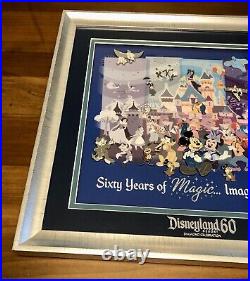 Disney LE Framed 9 Pin Set Disneyland 60th Anniversary Diamond Celebration Frame