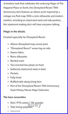 Disney Parks Disneyland 70th Anniversary Skirt Size 2XL Vault Collection