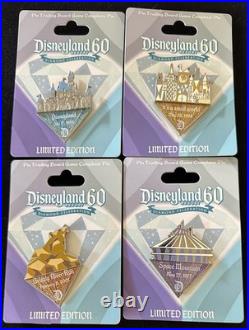 Disney Pin Disneyland 60th Diamond Anniversary Set Of 4 Small World Castle Space