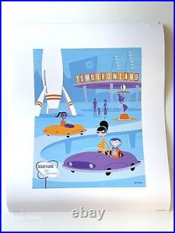Disney Shag Disneyland 50th Anniversary Original Lands Print Set Of 5 15.5 X 20