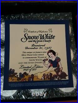 Disney Snow White, Silver Plated Coins, 70th Anniversary RARE LOW NUMBER