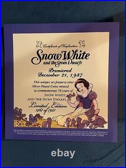 Disney Snow White Silver Plated Coins Set 70th Anniversary RARE Limited Edition