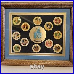 Disneyland 35th Anniversary 35 Years of Magic Framed 12 Piece Pin Set VTG 1990
