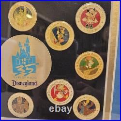 Disneyland 35th Anniversary 35 Years of Magic Framed 12 Piece Pin Set VTG 1990