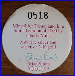 Disneyland 35th Anniversary Commemorative Limited Edition 1 Oz Silver/24k Coin