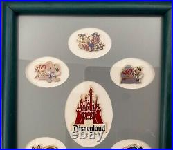 Disneyland 40th Anniversary 40 YEAR OF ADVENTURE Framed DISNEY PIN SET of 7