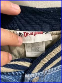 Disneyland 45th Anniversary Varsity Jacket Denim & Tan Quilted L Mickey Mouse
