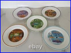 Disneyland 50th Anniversary 5 Lands Collectible 5 Plate Set by SHAG Hand Signed