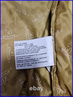 Disneyland 50th Anniversary Black Wool Varsity Bomber Leather Jacket Mens Large