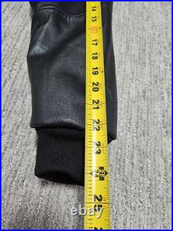 Disneyland 50th Anniversary Black Wool Varsity Bomber Leather Jacket Mens Large