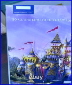 Disneyland 50th Anniversary Commemorative Ticket Unnumbered & Fold-Out Display