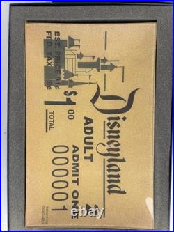 Disneyland 50th Anniversary Gold Ticket Replica #000001 CIB with COA