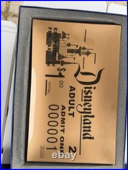 Disneyland 50th Anniversary Gold Ticket Replica #000001 CIB with COA