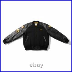 Disneyland 50th Anniversary M Black Wool & Leather Varsity Bomber Jacket LK NU