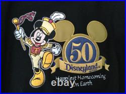 Disneyland 50th Anniversary M Black Wool & Leather Varsity Bomber Jacket LK NU