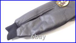 Disneyland 50th Anniversary M Black Wool & Leather Varsity Bomber Jacket LK NU