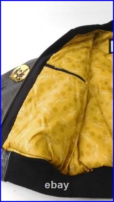 Disneyland 50th Anniversary M Black Wool & Leather Varsity Bomber Jacket LK NU