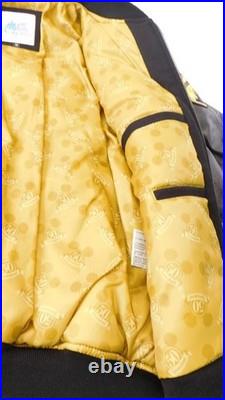 Disneyland 50th Anniversary M Black Wool & Leather Varsity Bomber Jacket LK NU