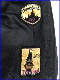 Disneyland 50th Anniversary M Black Wool & Leather Varsity Bomber Jacket LK NU