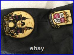Disneyland 50th Anniversary M Black Wool & Leather Varsity Bomber Jacket LK NU